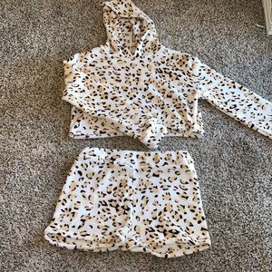 2 piece cozy hoodie/shorts set